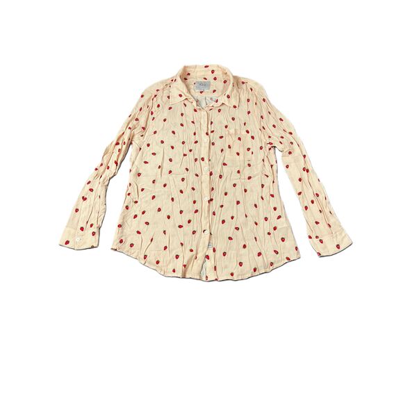Rails Pink Strawberry Print Long Sleeve Button Up Womens Shirt Size Large - Picture 11 of 11